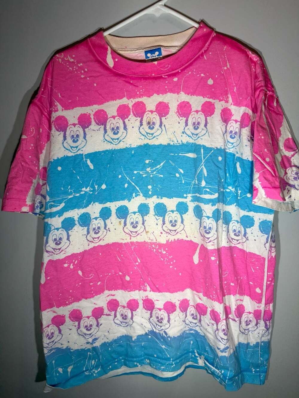 Vintage  Disney Character Fashions Mickey Mouse All Over Print Splatter T